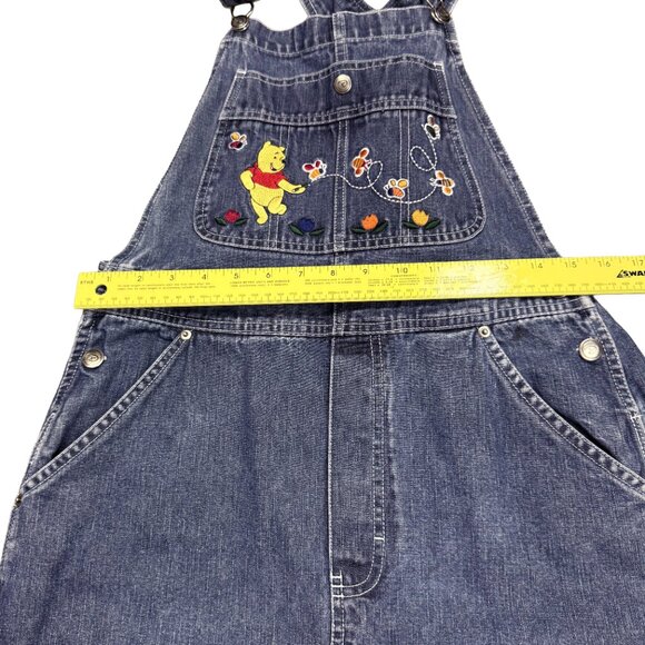 Vintage Disney Winnie Pooh Chasing Bumblebee’s Overalls Womens M Denim Jean Bib - Picture 9 of 14
